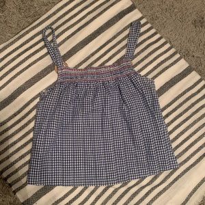 Altar’d State Cropped Blue Gingham Tank Top Size Medium